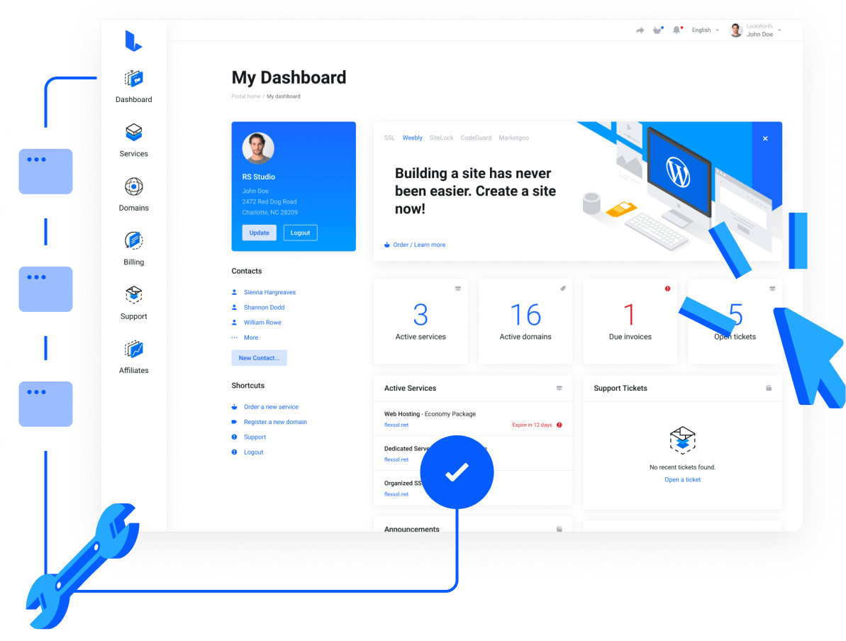 Super easy control panel to manage all your services